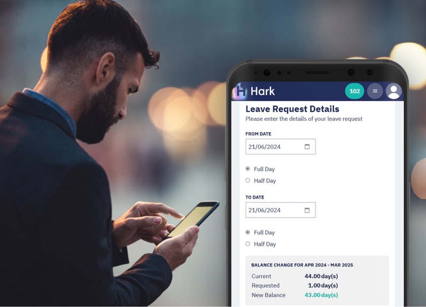 Employee using the Hark App to request leave